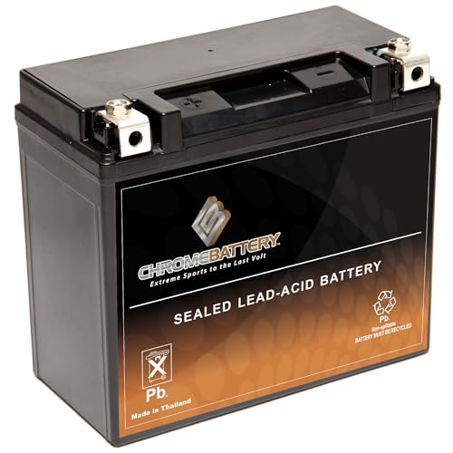 Image of CB CHROMEBATTERY YTX20-BS 12 V 270 CCA AGM - Maintenance-Free 18 Ah Battery for ATV, UTV, Motorcycle, Snowmobile, Jet Ski - T3 Nut & Bolt Terminal - Fits Harley Touring, Polaris Sportsman 570