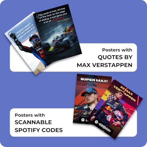 Image of auraposter Paper Max Verstappen Poster (Set Of 40),Formula One Max Verstappen Mini Posters (15 X10 Cm),Red Bull F1 Poster Posters For Wall, Bedroom, Living Room,Formula 1 Posters,Glue Dots Included
