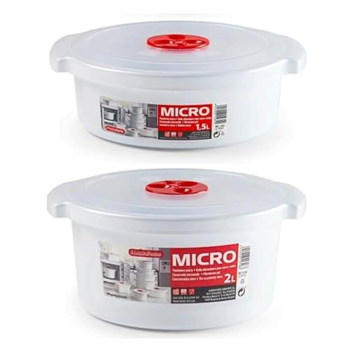 meberg PF112_PF113 Mikrowellengeschirr Kunststoff 2er Set 1,5 L & 2 L...