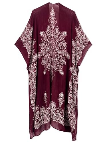 Image of Spicy Sandia Kimonos for Women Floral Beach Cover Up Loose Swimsuit Bathing Suit Coverup Cardigan for Summer Swimwear