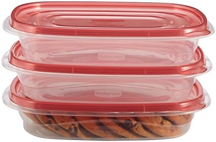 Rubbermaid TakeAlongs Rectangle Food Storage Container, 4 Cup, Tint Chili, 3 Count