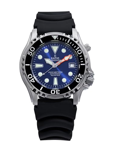 RATIO FreeDiver Helium Safe Dive Watch Stainless Steel Automatic Diver Watch 1000M Water Resistant Diving Watch for Men (Blue) -  1066KE20-33VA-BLU
