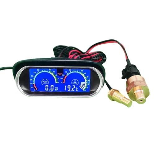 Water Temperature Gauge – ABS Glass 10.5x6.5x5.5cm | Oil Pressure Gauge | Water Temp Gauge1 | Automotive Monitoring Instrument | For Vehicle Engine Temperature Oil Pressure Reading Dashboard Monitorin