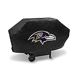 Rico Industries NFL Baltimore Ravens Black Deluxe Grill Cover Deluxe Vinyl Grill Cover - 68' Wide/Heavy Duty/Velcro Staps
