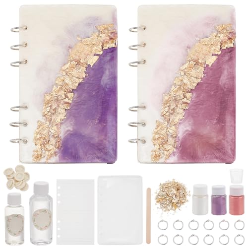 WEBEEDY 2 conjuntos de cadernos de resina faça você mesmo, kit iniciante, 2 tamanhos, cadernos feito