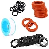31 Pcs Garden Hose Washers, Includes Teflon Tape, Heavy Duty Garden Hose Gasket, Gasket Kit Fits All Standard 3/4" Inch Outdoor Hose Fittings