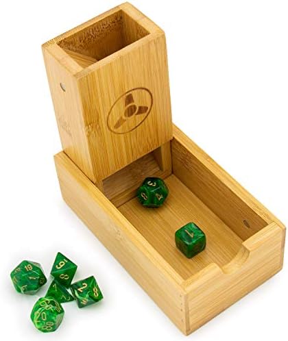 Hominize Bamboo Dice Tower - Premium Dice Rolling Tower and Tray for RPGs and Board Games