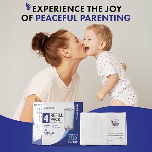 Image of Comficove Refills Compatible with DEKOR MINI Diaper Pails | 4 Pack | Extra Thick Diaper Pail Refill Liners | Fresh Scent | Easy to Replace and Dispose of Diaper Bag | Odorless Baby Diapers Disposal