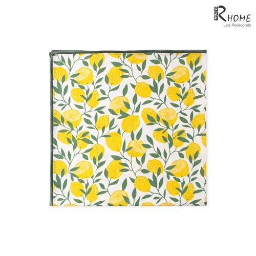 Image of R home Lemon Printed Cotton Table Napkins Set of 6 (40x40 cm / 16x16 Inches) Reusable & Machine Washable Cloth Napkins for Dining Table, Dinner, Parties & Cocktail Use