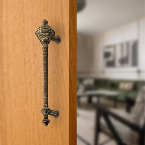 Image of Royal Gada Door Handle for Main Door /16 Inch Traditional Main Door Handle /Pull Push Handle for Home /Office /Hotels Doors - (Hole to Hole 300mm, Pack of 1) - Brass Antique- 3 Years Warranty