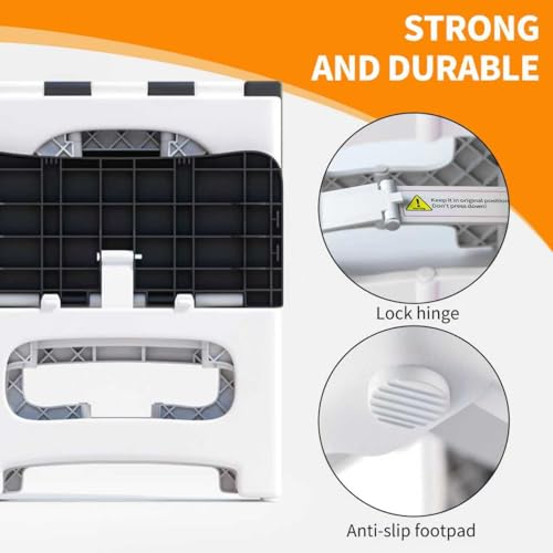 Image of 2 Step Stool Foldable, Non-Slip Steps, Folding Step Stool for Adults, Plastic Stool Pool Ladder, Collapsible Stools 2 Step Ladder for Kitchen Toilet Bedroom Office RV, Holds 330 lbs