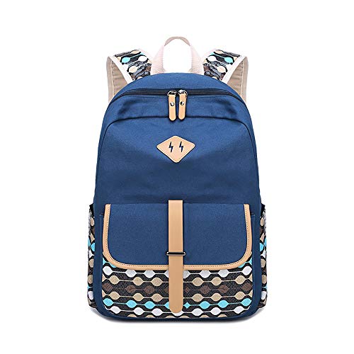 SMILINGGIRL Sacs à Dos pour Hommes Et Femmes, Sacs en Toile Grande Capacité, Sacs pour Étudiants, Sacs à Dos,BlueA Cover