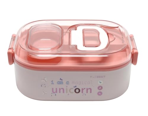 Image of Crackles Thermal Stainless Steel Unicorn Cartoon print Insulated Stainless Steel Lunch Box With a fork For Boys /Girls School (700 Ml ) Random Color