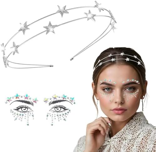 Stirnband Mit Strass-Sternen - Flexibler Haarreifen Für Damen & Mädchen, Karneval, Hochzeit, Party