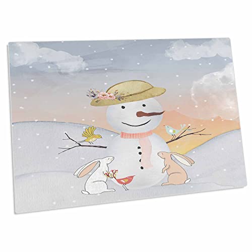 3dRose Snowman con conejos en nieve - Alfombrilla para escritorio