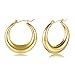 316L Chunky Stainless Steel Hoop Earrings, Fashionable Lightweight Waterdrop Hollow Open Hoops, Hypoallergenic 18K Yellow Gold Plated Pipe Earrings Accessories for Women, 20mm