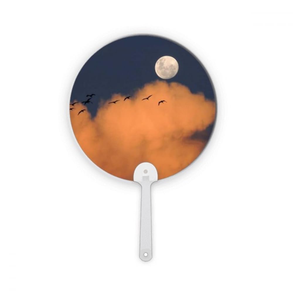 Éventail rond portable Moon Dark Night art déco en plastique
