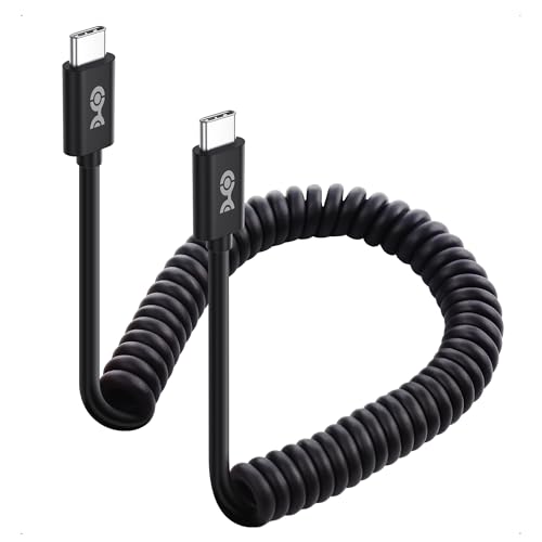 Cable Matters Coiled USB C Cable with 3A / 60W Fast Charging 0.3-1.2m, Support Apple CarPlay, Android Auto, USB C to USB C Charger Cable, for iPhone 16/15 Pro Max Plus, Galaxy S23, iPad Pro