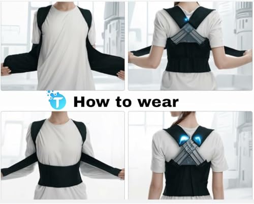 Image of Adjustable Posture Corrector for Men Women - Premium Upper Back & Shoulder Brace, Ergonomic Posture Corrector Belt for Work From Home, Office & Long Sitting
