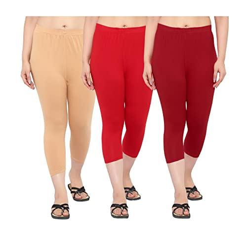 Image of NGT Super Cotton (Pack of 3) Ankle Length Leggings for Women and Girls.