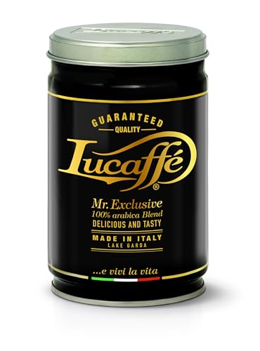 Lucaffé - Lata de café en grano Mr. Exclusive 100% Arabica, 250 Gr | Café en grano de especialidad italiana para espresso | Tueste medio | Sabor dulce y cremoso | Aroma intenso y envolvente