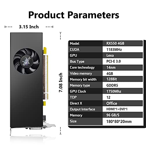 Aisurix Rx 550 4Gb Graphics Card, Lp Gddr5 128Bit Computer Video Card With Hdmi/Dvi Ports, Directx 12 Pci Express 3.0X8 Gpu Graphics Card For Gaming Pc (Style 2) #TOP1