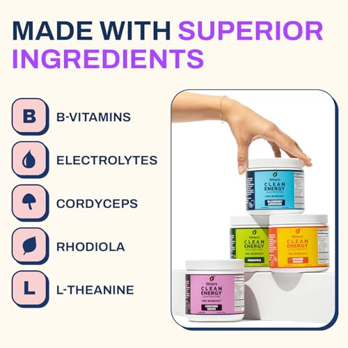 Image of Ethan's Feel Good Pre-Workout & Hydration Drink Mix, 200mg Plant-Based Caffeine, Electrolytes & Adaptogens, Vegan Organic - Concord Grape, 30 Servings