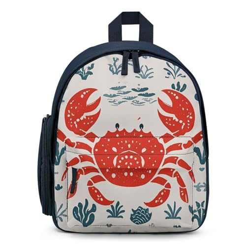 Marine Animal Themed Crab Backpack for Men Women, Durable Small Bookbag Lightweight Daypack for Travel, Hiking, Blue-style