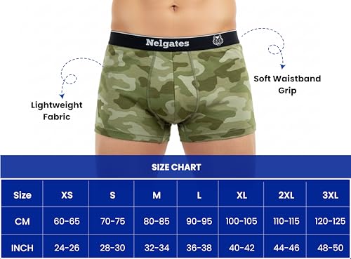 Image of Printed Underwear Trunk for Men | Pure Cotton Comfort Fit | Soft Breathable Fabric & Durable Waistband|Pack of 2