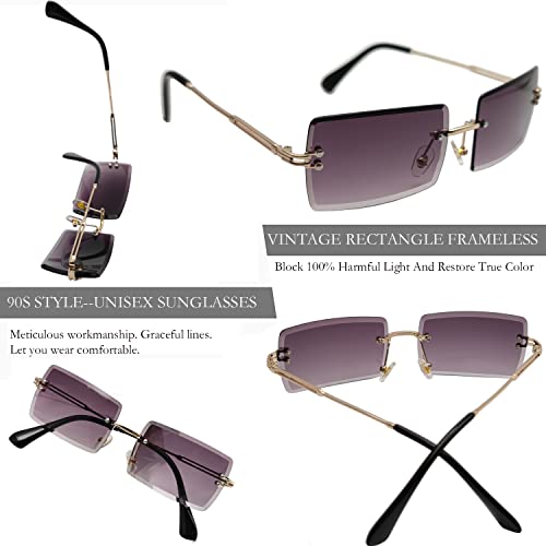 Image of Rectangle Sunglasses for Women Men Fashion Retro Rimless Frameless Tinted Lens Sun Glasses Shades 2026 Stylish