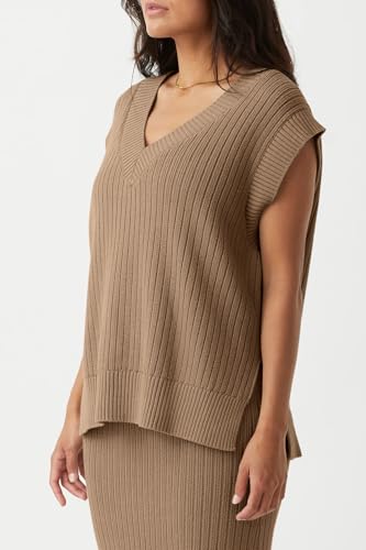 Image of Saodimallsu Womens V Neck Sweater Vest Oversized Ribbed Knit Sleeveless Casual Loose Fit Pullover Tank Top
