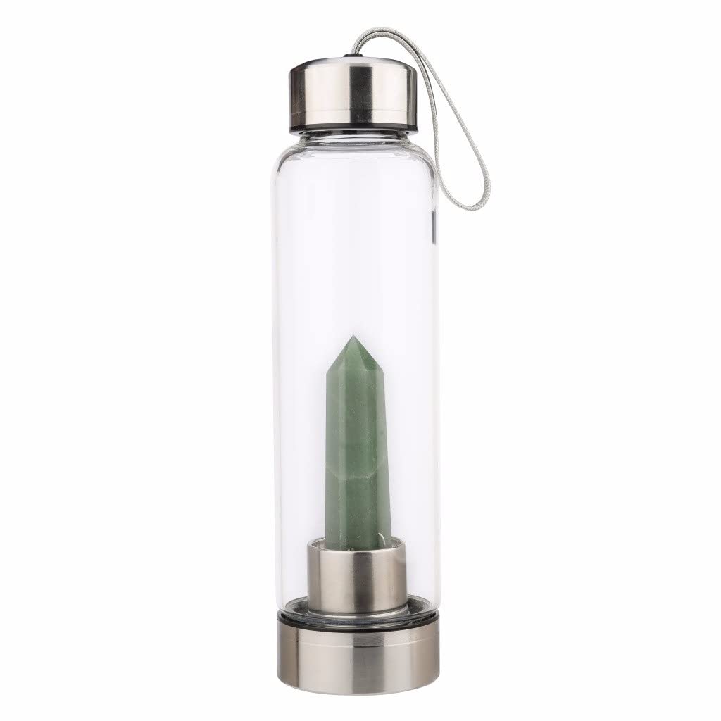 Bouteille en cristal de guérison Aventurine avec obélisque Reiki en verre noble