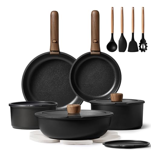 Comparison: Best Wolfgang Pot Set 10 CAROTE 19pcs Pots and Pans Non Stick, Cookware Sets Detachable Handle, Induction Kitchen Pots and Pans,NonStick Cooking Set, Oven/Dishwasher/Fridge Safe, Space Saving