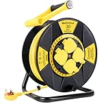 Masfustool 30M Extension Outdoor or Indoor Lead IP44 Rated, 4 Socket Extension Reel, Heavy Duty Extension Cable, Thermal Cut Out, UK Outdoor Plug, Dust-Proof Extension Lead for Garden, Garage,Camping