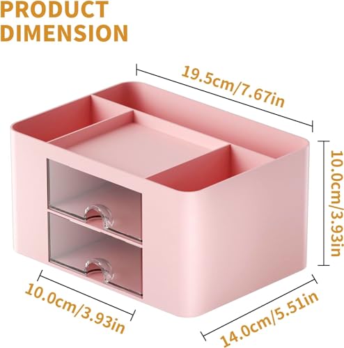 KAHEIGN Desk Organiser with 2 Drawers, 19CM x 14CM Multi-Functional Desk Tidy Organiser Large Capacity Pen Holder Makeup Organizer for Kids Teacher Gift Office School Home Table Decor (Pink) - Cosy Home Interiors KAHEIGN Desk Organiser with 2 Drawers, 19CM x 14CM Multi-Functional Desk Tidy Organiser Large Capacity Pen Holder Makeup Organizer for Kids Teacher Gift Office School Home Table Decor (Pink) - Image 4