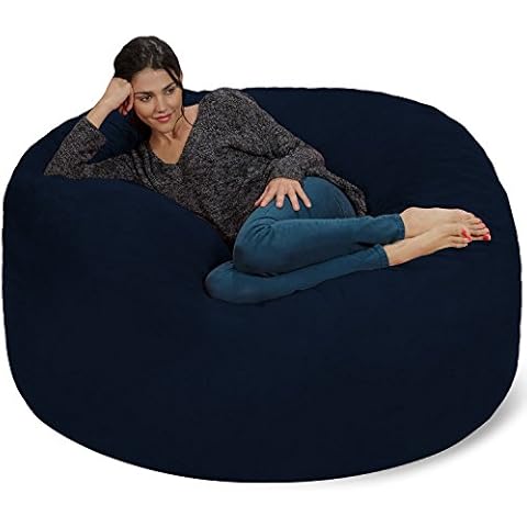 Chill Sack Bean Bag Chair: Giant 5' Memory Foam Furniture Bean Bag - Big Sofa with Soft Micro Fiber Cover - Navy Cover