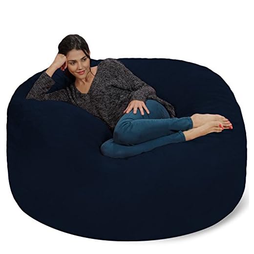 Chill Sack Bean Bag Chair: Giant 5' Memory Foam Furniture Bean Bag - Big Sofa with Soft Micro Fiber Cover - Navy