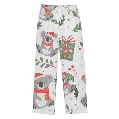 Koala Holly Leaves Boys Long Pants Soft Trousers Elastic Waist Kids Lounge Bottoms with Pockets S-XL