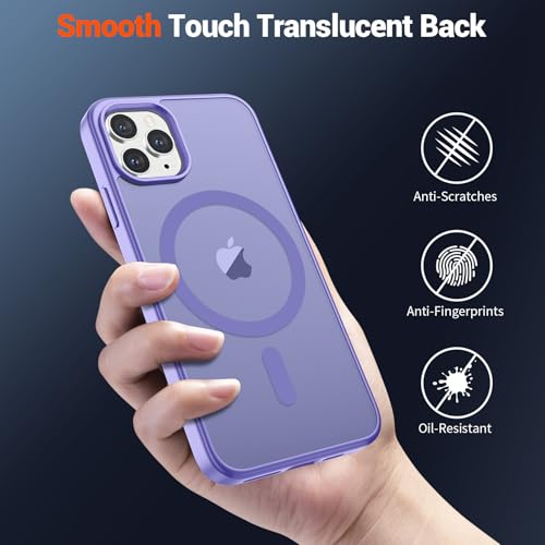Image of SUPFINE Magnetic for iPhone 11 Pro Max Case Purple | (Compatible with MagSafe)(Military Grade Drop Protection)Shockproof Translucent Matte Phone Cover