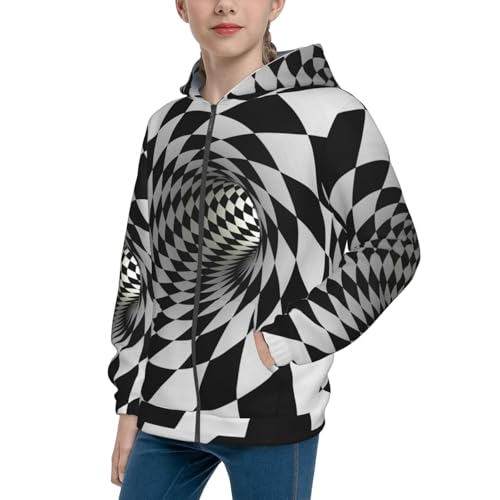 3D Vortex Illusion Kids Pullover Hoodies Boys Zip Up Sweatshirts Girls Athletic Clothes with Pocket