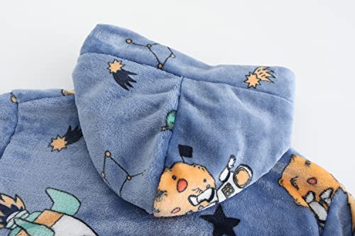Image of Girls Fleece Robe Boys Hooded Bathrobe Soft Flannel Robe For Kids