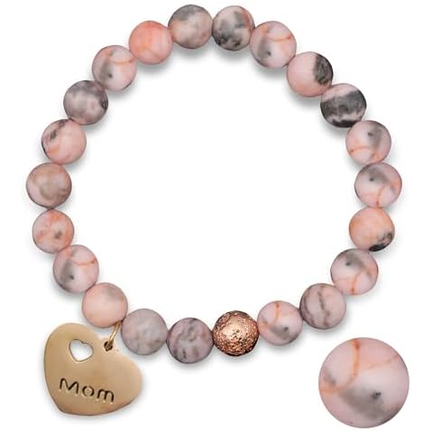 AURA LOVE YOURSELF Mom Bracelets for Women, Beaded Bracelet for Mom, Mothers Day Gift For Mom Grandma Mama Mom Jewelry Healing Crystal Beads Bracelet Pink Bracelet Step MOM Cover