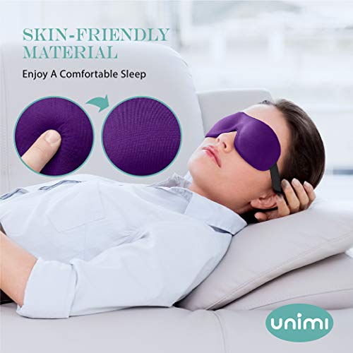 (4packs) Unimi Sleep Mask for Woman and Man, Upgraded Contoured 3D Eye Mask Eye Cover, Comfortable Sleeping Mask No Pressure On Your Eyeballs, Create Total Darkness Black Purple Blue Grey Navy