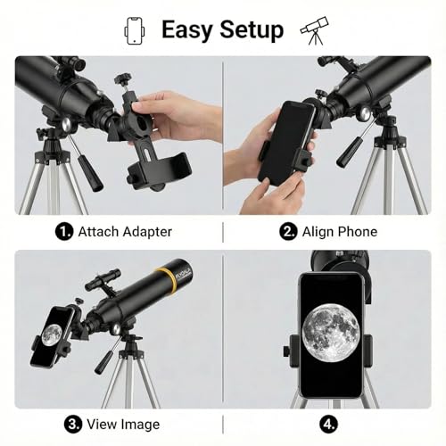 Telescopio refractor 80mm 600mm alta potencia con accesorios miniatura 5