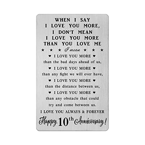 CPLJW 10 Year Anniversary Card Gifts for Women, Ten Tenth Anniversary Romantic Gifts for Him, 10th Wedding Wallet Card Gift