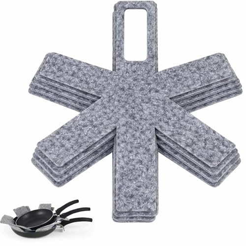 PARENCE. Lot de 5 Séparateurs de Poêle en Feutre – Protection Anti-Rayures pour Poêles Jusqu’à 34 cm – Rangement Ustensiles de Cuisine
