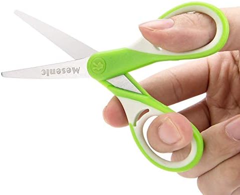 Mesenic Kids Scissors (48 Count Teacher Pack, Rounded-tip, 13cm) - 5.1 Soft Touch Blunt School Student Scissors Shears MS-001-A (Pack of 48)