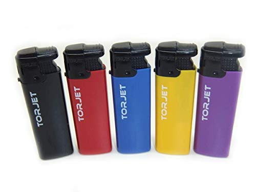 5 x TorJet Windproof Turbo Lighters Powerful Refillable Red Purple Black Yellow Blue Electric