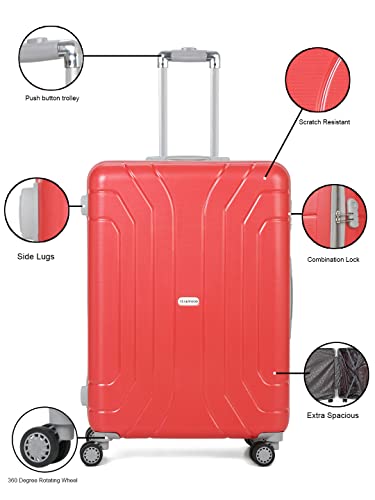 Image of TEAKWOOD LEATHERS Unisex Hard RED Cabin Trolley Bag