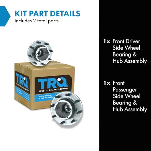 Image of TRQ 2 Piece Front Rear Wheel Bearing & Hub Assembly Set 4WD Compatible with 2005-2009 Ford F-250 Super Duty 2005-2010 F-350 Super Duty